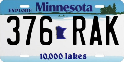 MN license plate 376RAK