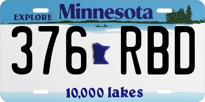 MN license plate 376RBD