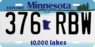 MN license plate 376RBW
