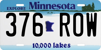 MN license plate 376ROW