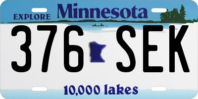 MN license plate 376SEK