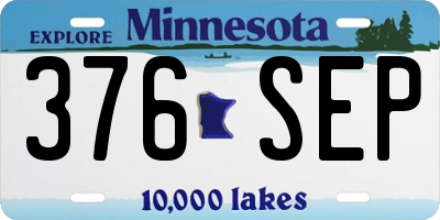 MN license plate 376SEP