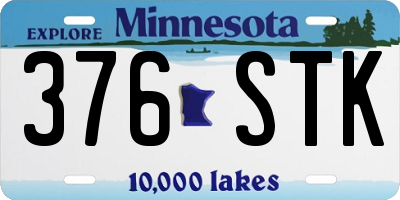 MN license plate 376STK