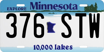 MN license plate 376STW