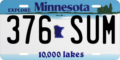 MN license plate 376SUM