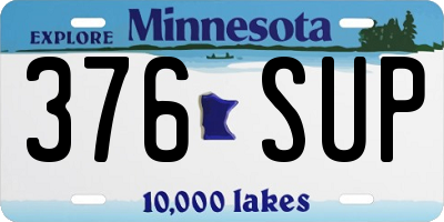 MN license plate 376SUP