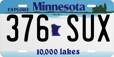 MN license plate 376SUX