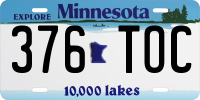 MN license plate 376TOC