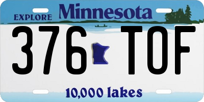 MN license plate 376TOF