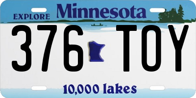 MN license plate 376TOY