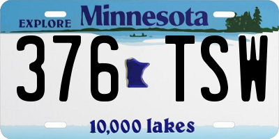 MN license plate 376TSW