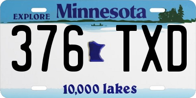 MN license plate 376TXD