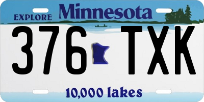 MN license plate 376TXK