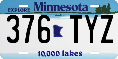 MN license plate 376TYZ