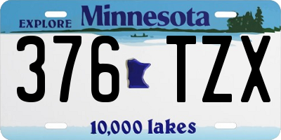 MN license plate 376TZX