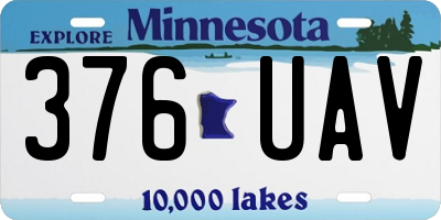 MN license plate 376UAV