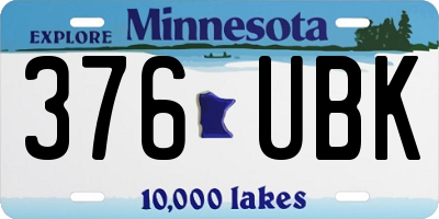 MN license plate 376UBK