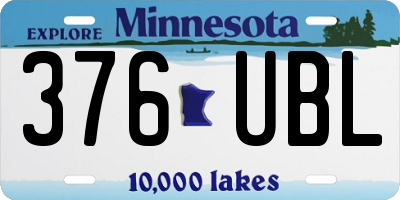 MN license plate 376UBL