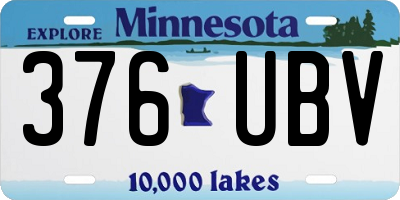 MN license plate 376UBV