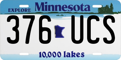 MN license plate 376UCS