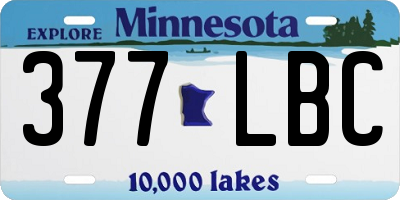 MN license plate 377LBC