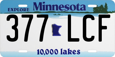 MN license plate 377LCF