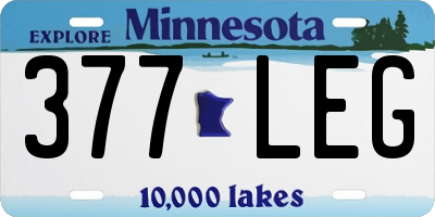 MN license plate 377LEG