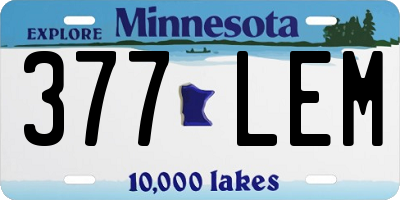 MN license plate 377LEM