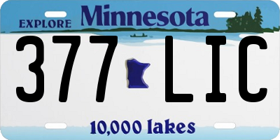 MN license plate 377LIC