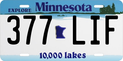MN license plate 377LIF