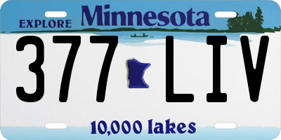 MN license plate 377LIV