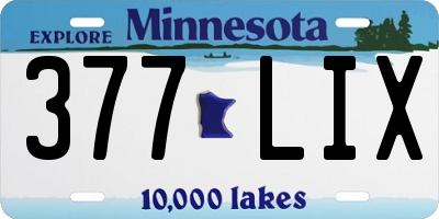 MN license plate 377LIX
