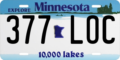 MN license plate 377LOC