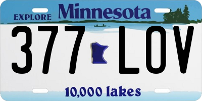 MN license plate 377LOV