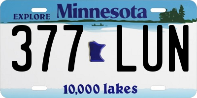 MN license plate 377LUN