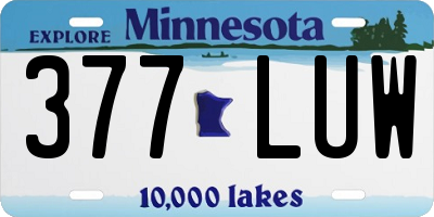 MN license plate 377LUW