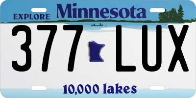 MN license plate 377LUX