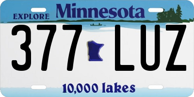 MN license plate 377LUZ