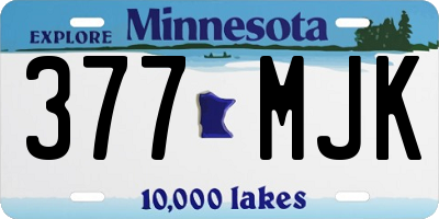 MN license plate 377MJK