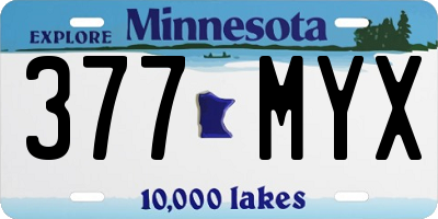 MN license plate 377MYX