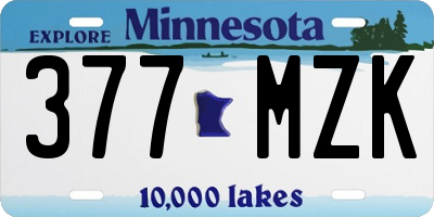 MN license plate 377MZK