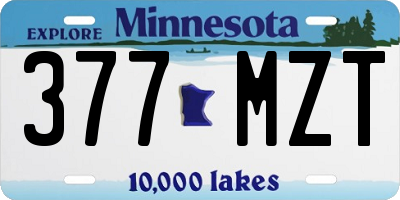 MN license plate 377MZT