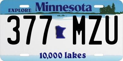MN license plate 377MZU
