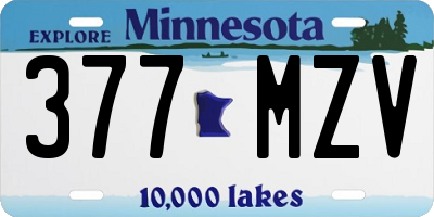 MN license plate 377MZV
