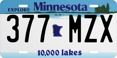 MN license plate 377MZX
