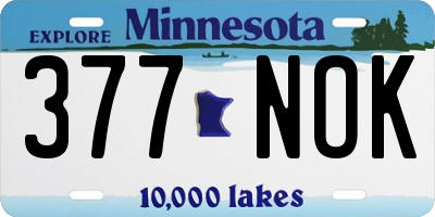 MN license plate 377NOK