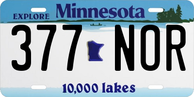 MN license plate 377NOR