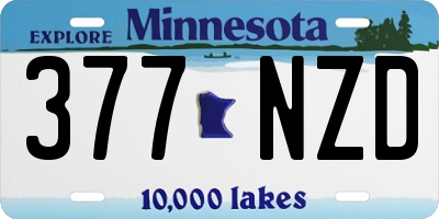 MN license plate 377NZD