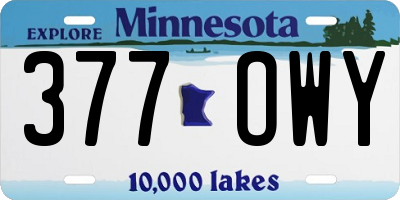 MN license plate 377OWY