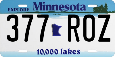 MN license plate 377ROZ